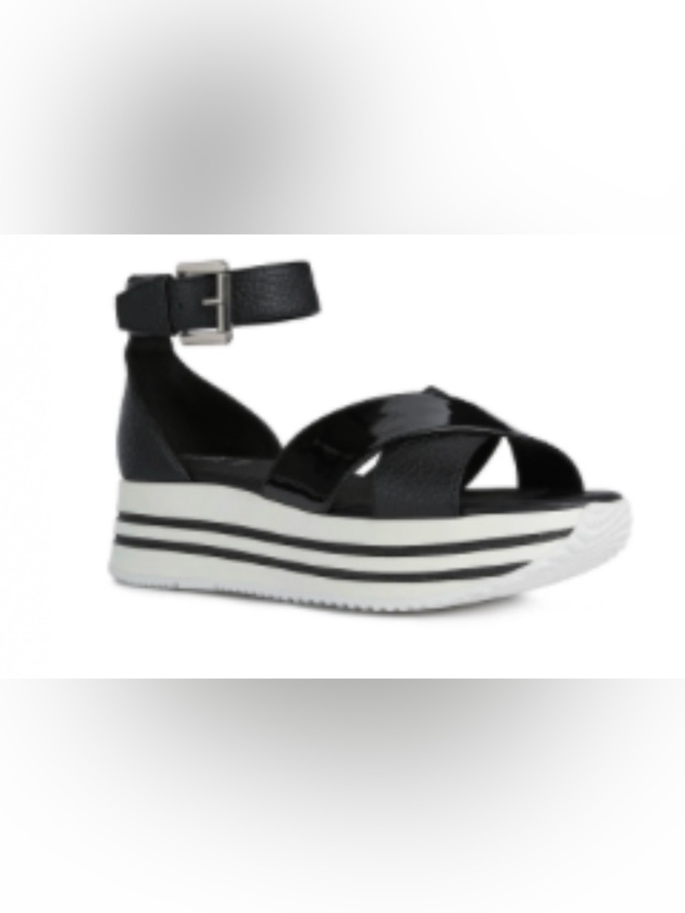 🆕 Women Geox Kency Crisscross Platform Sandal BLACK OXFORD, Size 10.5